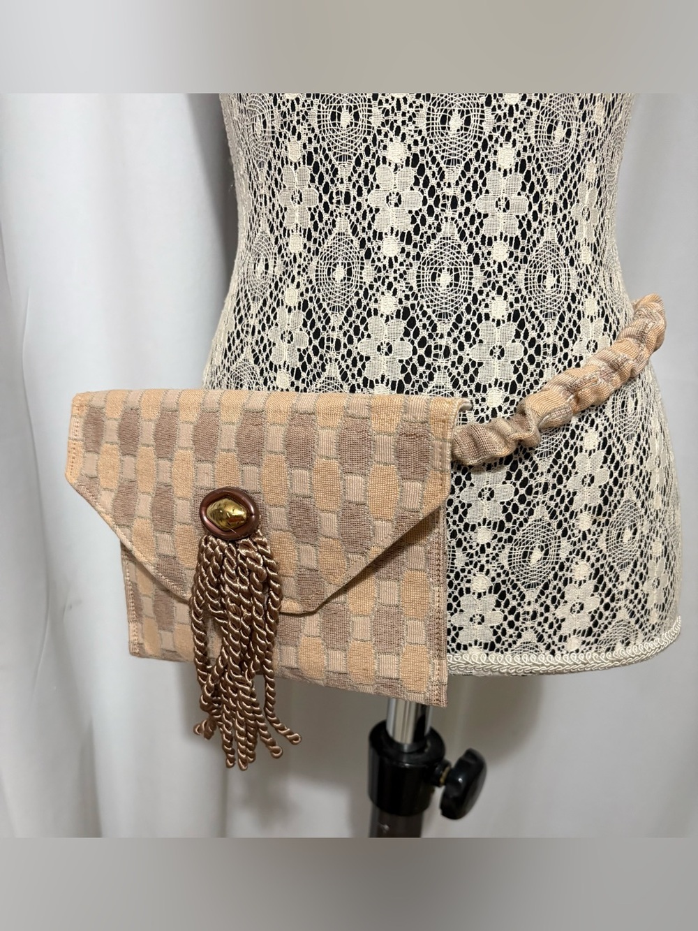 Upcycled Shabby Waist Pocket Shopping  Dog Walking Cell Phone  Key Card Holder